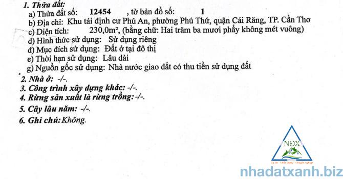 🌱 BÁN NHANH NỀN HIẾM BIỆT THỰ 10m x 23m ĐƯỜNG B9 KDC PHÚ AN, CẦN THƠ